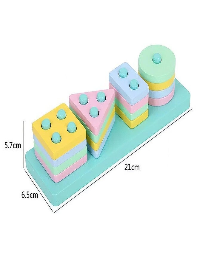 NPB Store Non Toxic Geometric Shape Sorting & Stacking Toy for Toddlers Early Learning Development Activity Puzzle Blocks Column Set for Kids Best Gift for 2 3 4 5 Years Kids (Wooden Shape Sorter) - Image 3